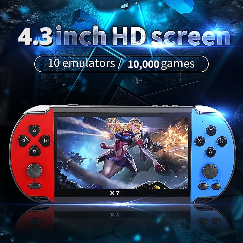 X7 4.3 Inch HD Large 8G Screen Classic Retro Console Built-in Games Mini Handheld MP5 Video Game