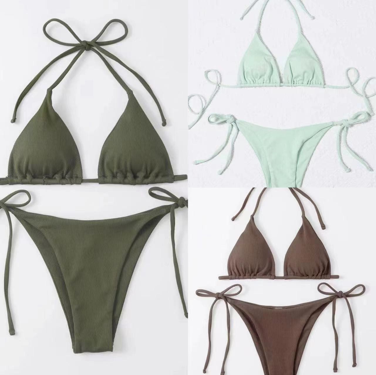 2025European and American cross border new drawstring straps hollow striped split swimsuit bikini bikini
