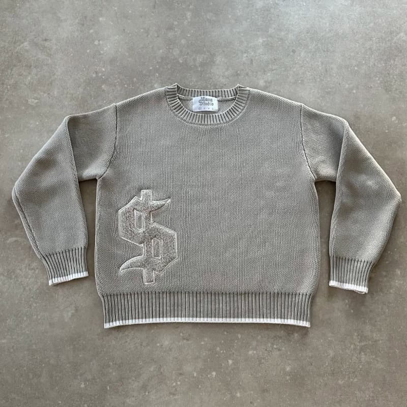Europe, America 2025 New Trend Knitted Sweater Men's Autumn And Winter Embroidery Pattern High Street Sweater Harajuku Crew Neck Top