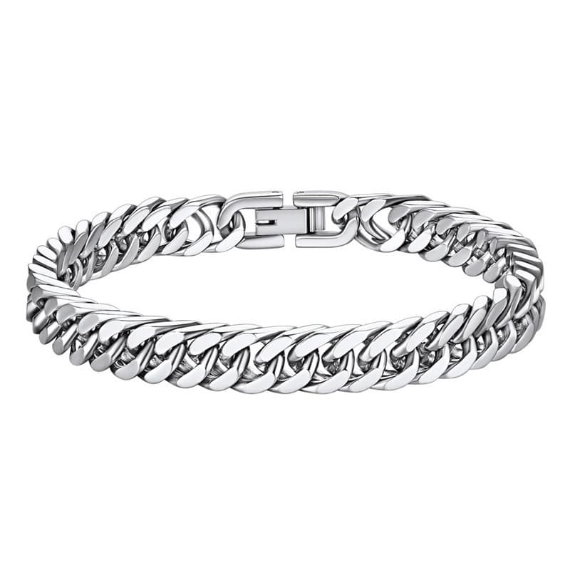 Titanium steel four sided grinding double woven bracelet hip hop trend all match men and women simple Cuban bracelet jewelry buckle bracelet
