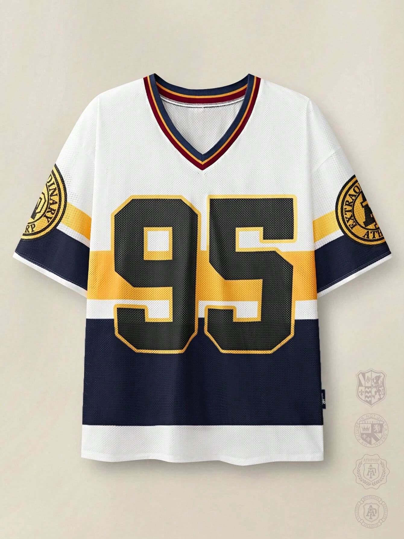 2025 Summer New Men's Summer Print 95 V-neck Rugby T-shirt For Men And Women Can Be Casual Fashion Outdoor Street Sports Short-s