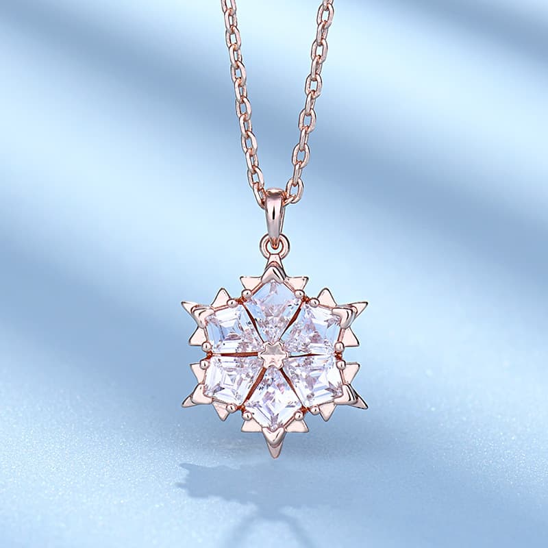 Snowflake Necklace Women Classic Fairy Rose Gold Clavicle Chain Inlaid Diamond Valentine'S Day Gift