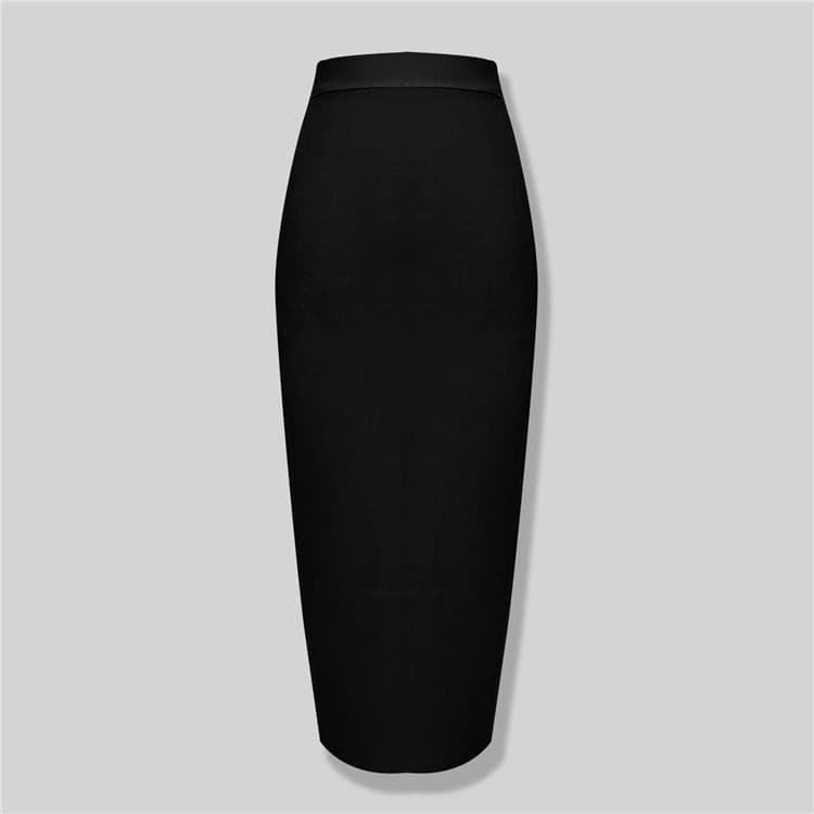Women's Clothing Elegant High-Waist Bandage Bodycon Midi Skirt Stretchy Slim Fit Pencil Skirt With Invisible Zipper, Perfect For Office Night Out