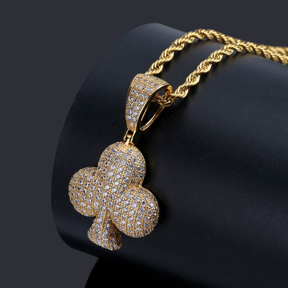 Hip Hop Necklace Diamond Cuban Necklace Playing Cards 4 Suits Shape Personality Pendant Micro Inlaid Zircon Trend Necklace Jewelry