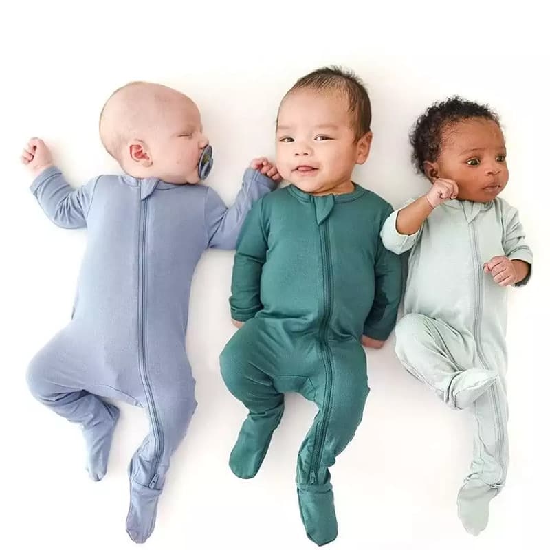 Modal Newborn Baby Jumpsuit With Feet And Hands For Boys And Girls With Double Zipper Long Sleeves Crawling Clothes Thin And Cute