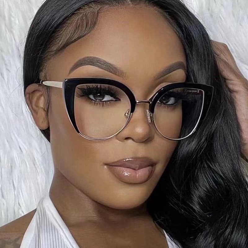 Women's Glasses Cat Eye Half Frame Large Frame Flat Glasses Anti Blue Light New Glasses Frame Ins Retro Trend Glasses Frame