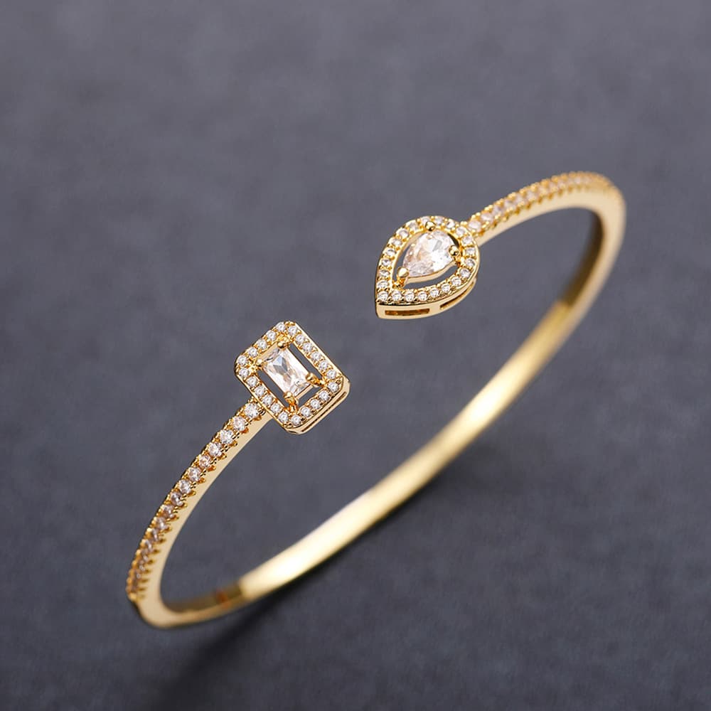 Bracelet ouvert tendance Cao Shi en laiton et zircon, version coréenne, simple, cadeau de banquet
