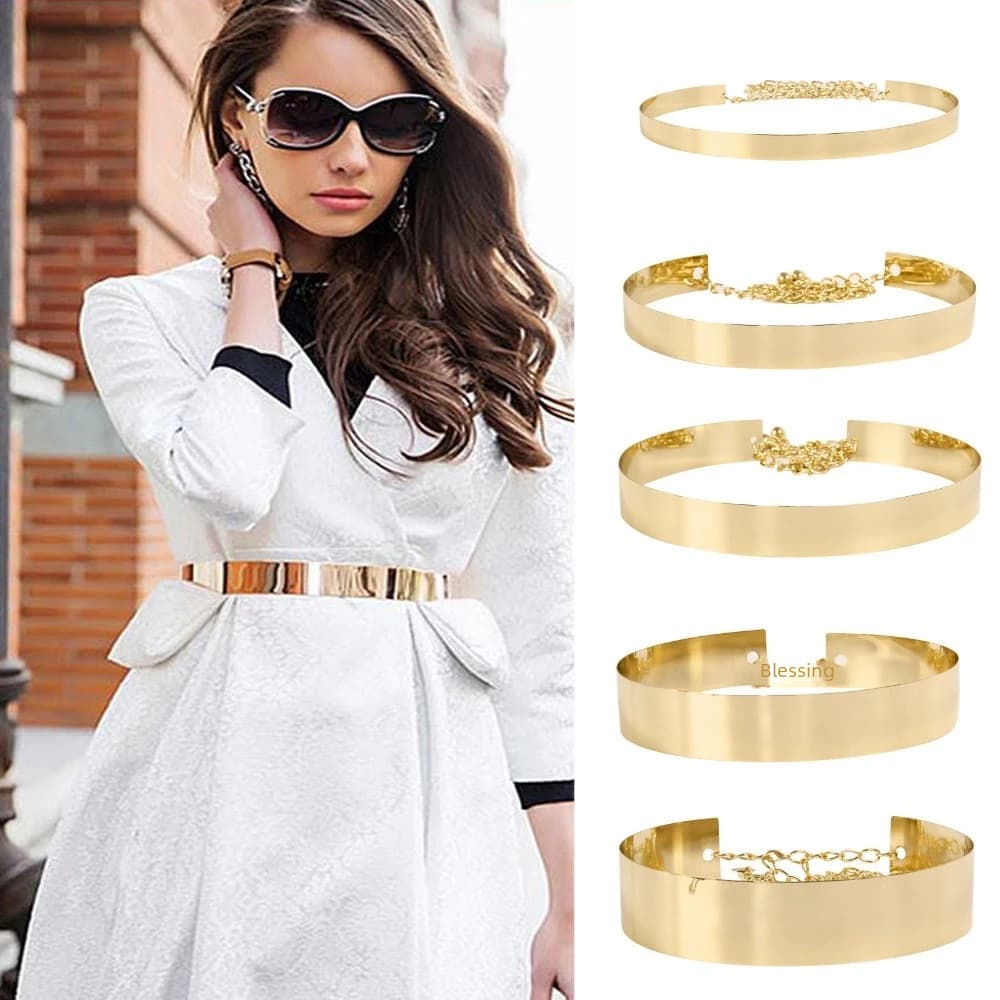 European and American Trend Women's Metal Iron Belt Waist Seal Decorative Skirt Fashion Mirror Waist Chain 2.0cm and 3.5cm