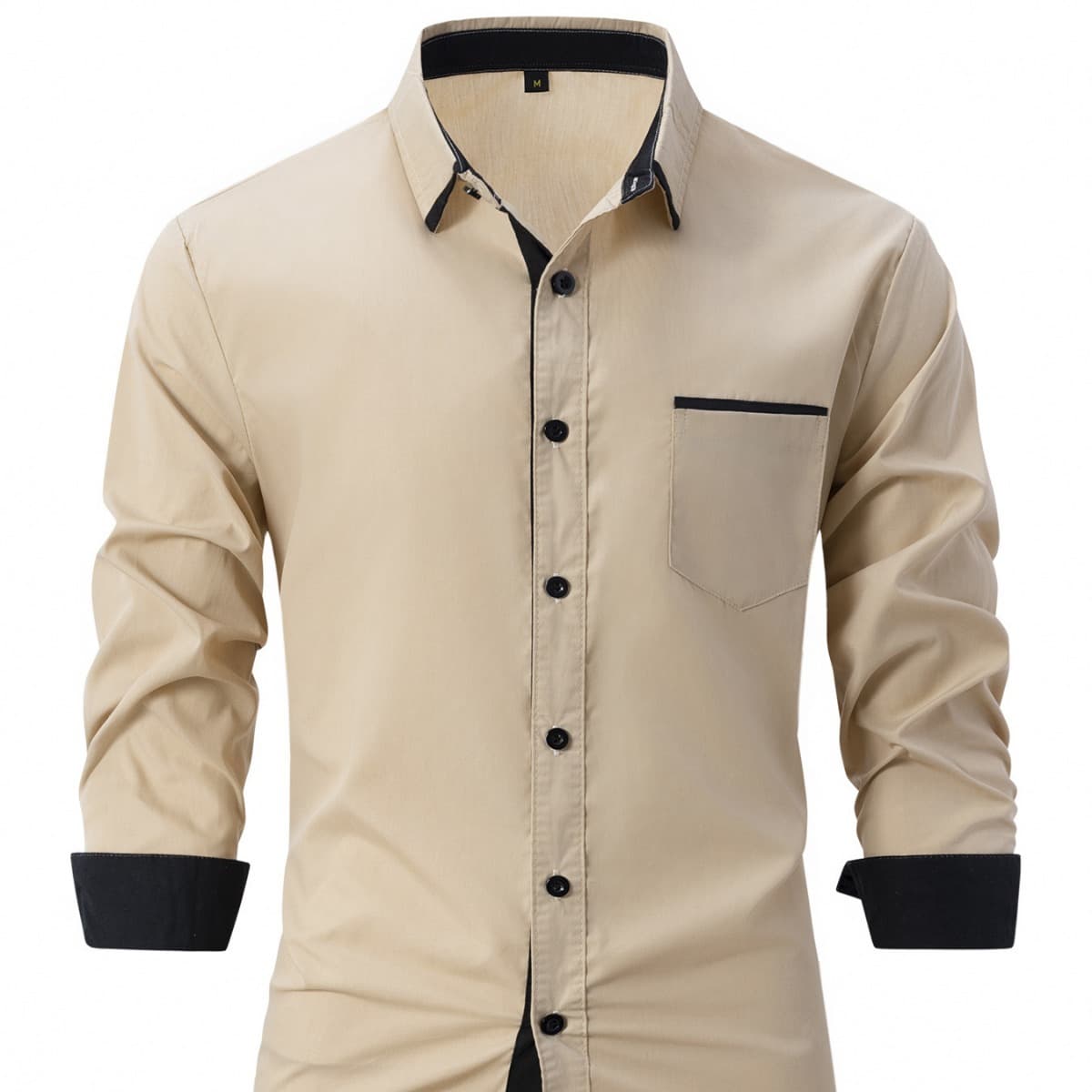 2024 New Fashion Wear Spring And Autumn Cotton Men's Color Block Business Slim Fit Casual Long Sleeved Shirt