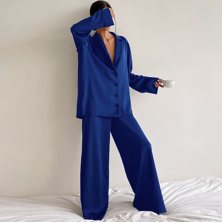 Women's Sleepwears Ladies' Home Clothes Long Sleeved Suits Silk Shirt Thin Trousers Two Piece Pajamas For Women