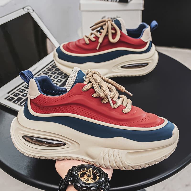 2025 Spring New Sports Men's Versatile Breathable Running Thick Soled Air Cushion Increased Ins Trendy Dad Shoes