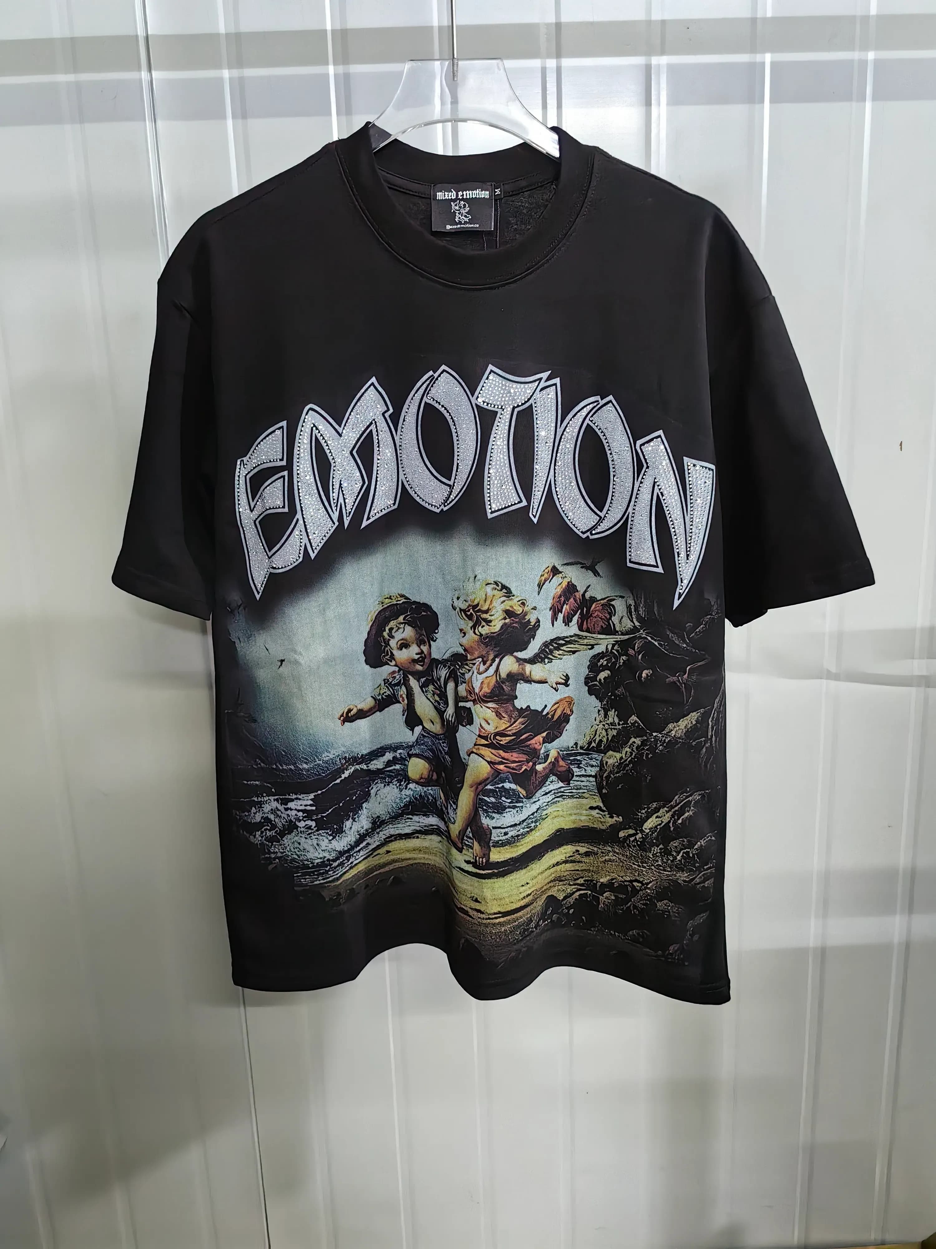 Top Heavyweight 100% Cotton T-Shirt Mixed Emotions Shirt Streetwear Graphic Print Oversized Men's T-Shir