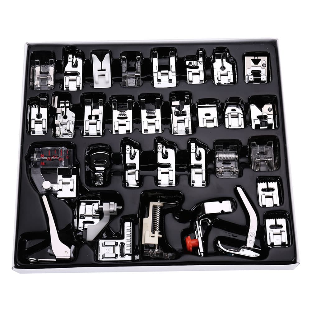 32pcs/Set Sewing Machine Presser Foot For Brother Singer Kit Braiding Blind OverLock Zipper Ruler Parts With Box
