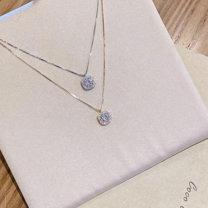 with S Plated Sterling Silver Square ! Diamond Necklace For Women's Summer 2023 Fashion, Light Luxury, Niche Design, Fashion, Luxury, Design,