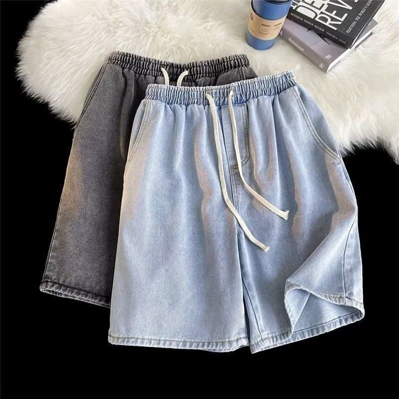Men's Clothing Summer Elastic Waist Jeans Men's Shorts Trendy Loose Casual American Style Handsome Five Points Wholesale Cross Border Foreign Trade