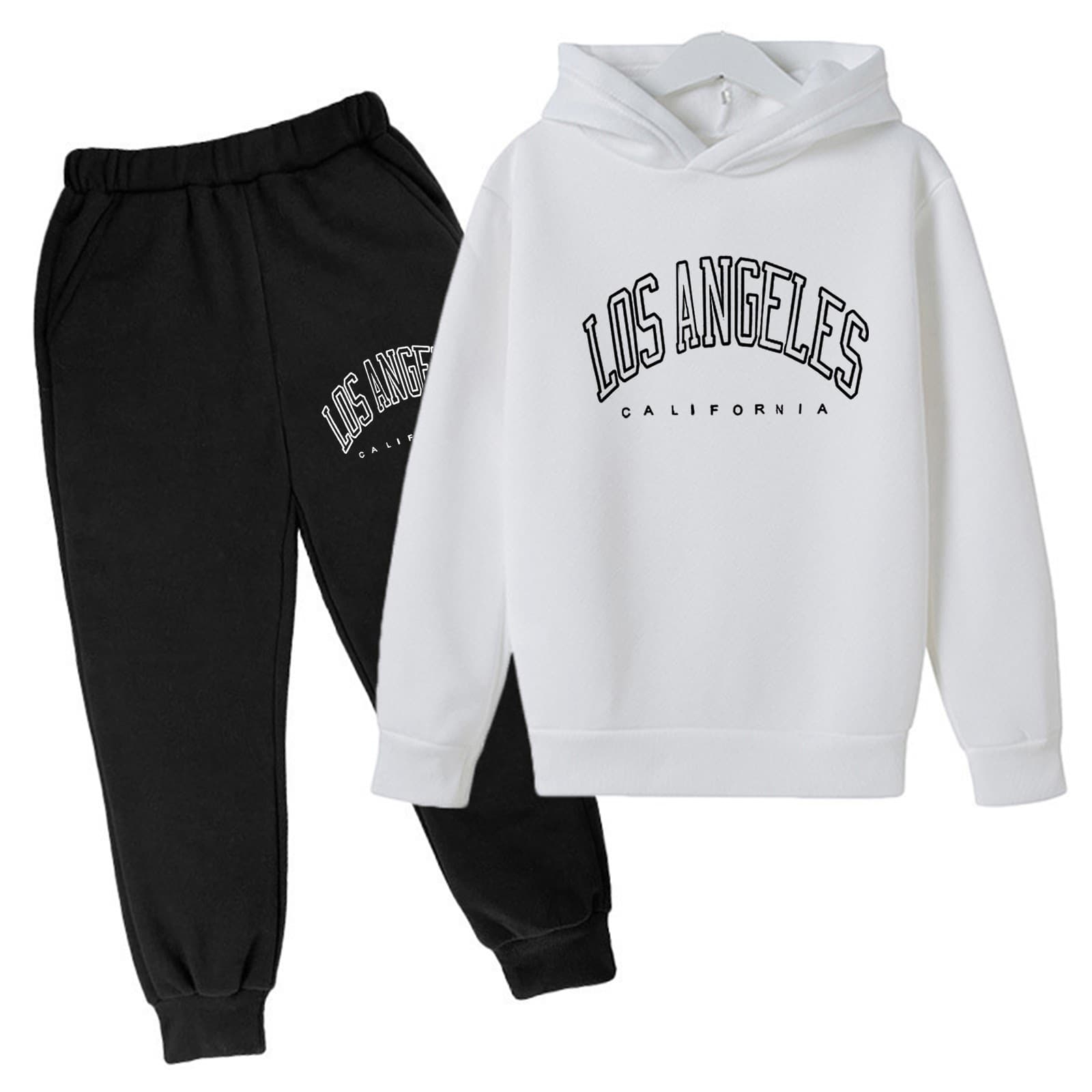 Ensemble deux pièces pour enfants, sweat-shirt à capuche ample, décontracté, en polaire, pour garçons et filles, automne et hiver