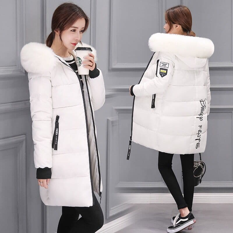 2023 Cotton-padded Jacket Women's Long Slim Fit Slimming Cotton-padded Jacket Coat Large Size Wool Collar Thickened Large Size Cotton-padded Jacket Ti