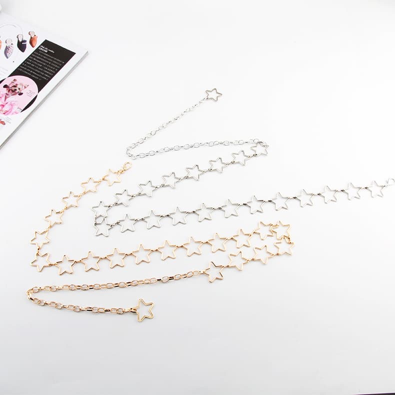 Women's Waist Chain Star Decoration Thin Belt Simple All-match Dress Fashion Waist Chain Small Belt Skirt In Stock