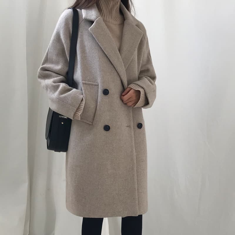 New Korean-style Slim-fit Women's Woolen Coat Slimming Large Size Mid-length Woolen Coat