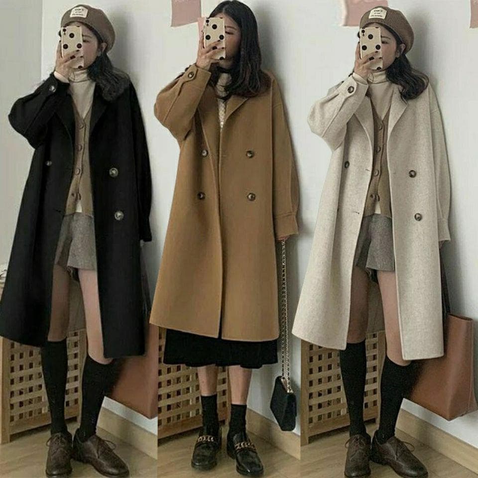 Woolen Coat Women's Mid-length Small Spring And Autumn New Hepburn Style Korean Loose Popular Woolen Coat Cardigan