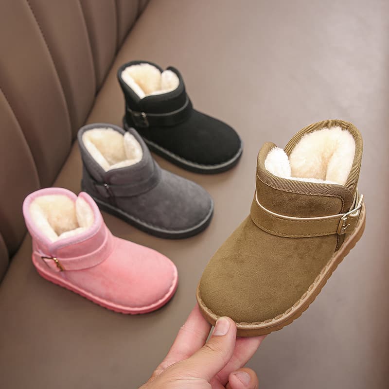 Children's Snow Boots Boys 2024 Winter Girls' Foot Cover Fleece-lined Thickened Short Boots Cotton Shoes Warm Shoes Soft Sole Medium And Large Childre