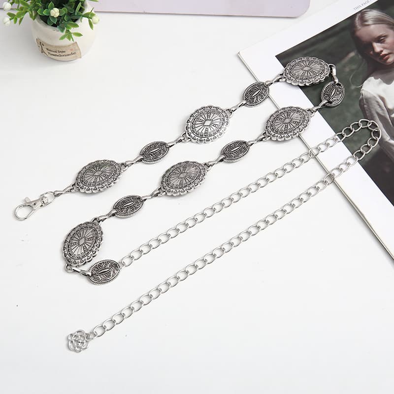 Metal Belts For Men And Women, Waist Chains, Oval Accessories, Jeans With Suits And Skirts, Bohemian National Fashion.