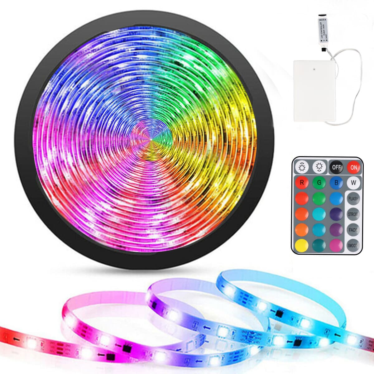 Bande lumineuse LED 5050 à piles, rétroéclairage TV RVB 5 V, lumière blanche