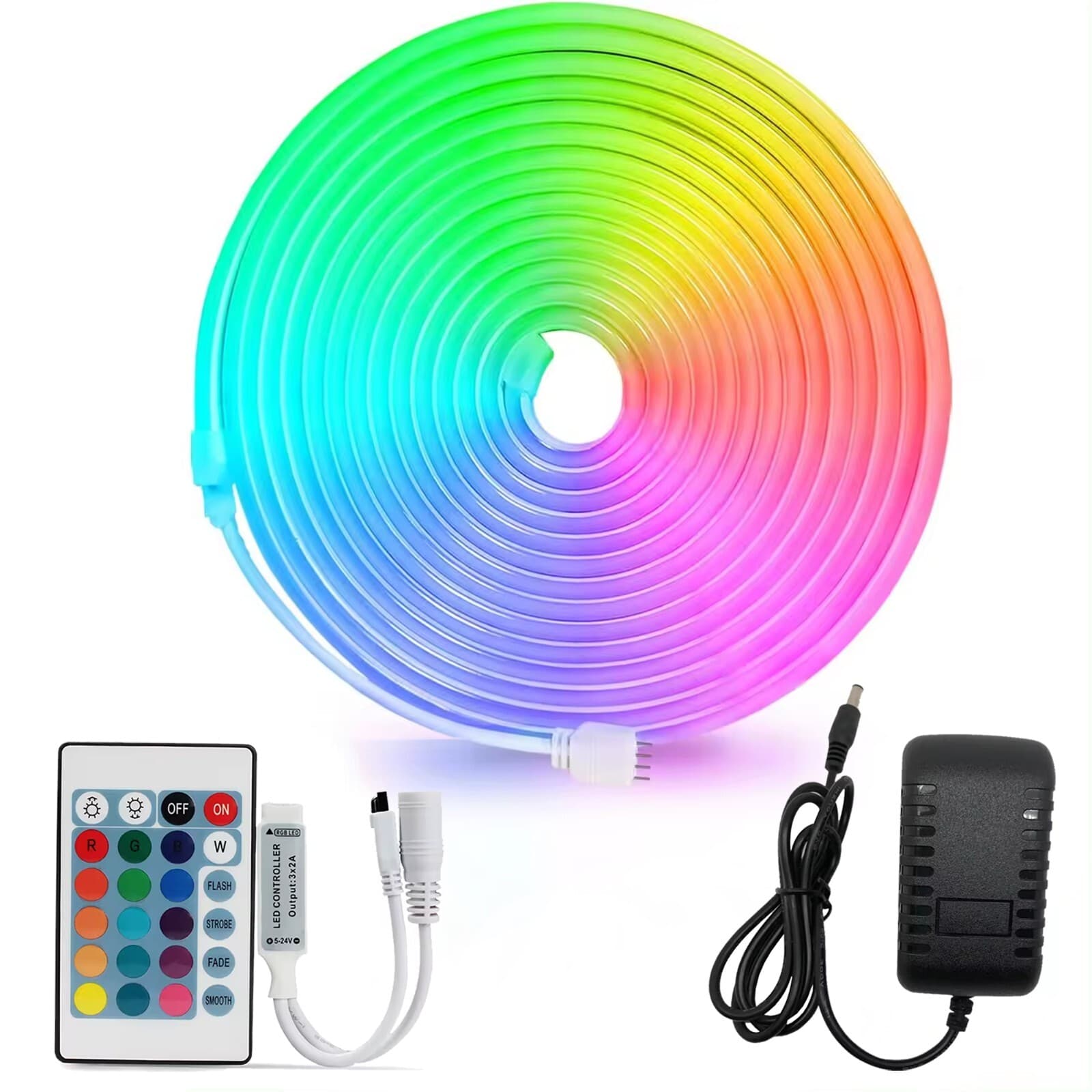 Kit complet d'éclairage extérieur étanche à LED, bande lumineuse flexible au néon, 12 V