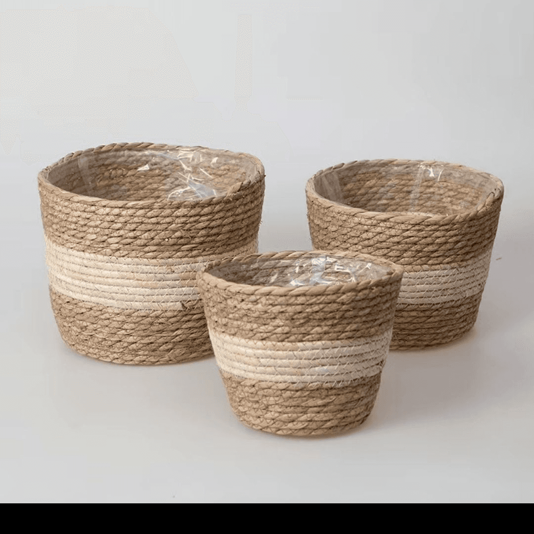 Nordic Grass Woven Pot, Living Room Floor To Ceiling Balcony, Green Plants, Internet Red Vine Woven, Hugging Flower