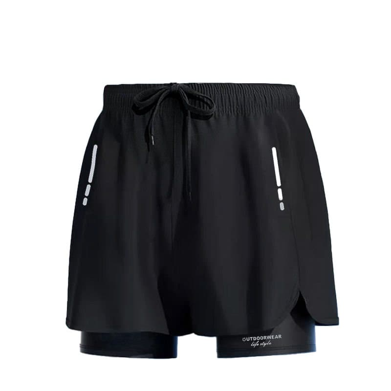 Pulse Men's Double Layer 2024 New Loose Fit Large Size Quick-Dry Hot Spring Swimwear Professional Swim Trunks Wholesale
