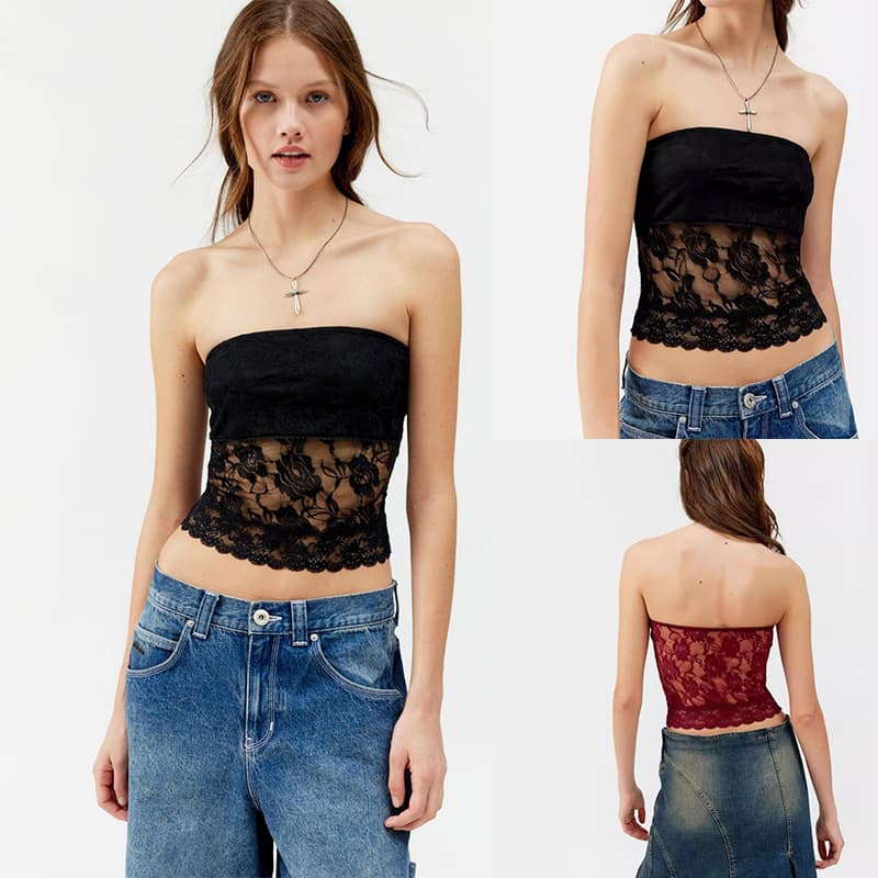 Women's Clothing Lace Sexy Tube Top Vest