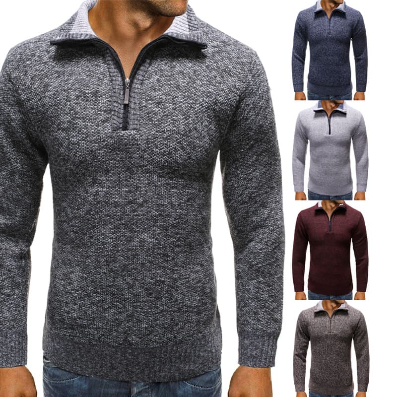Men'S Stand-Up Collar Pullover Jumper Knitwear