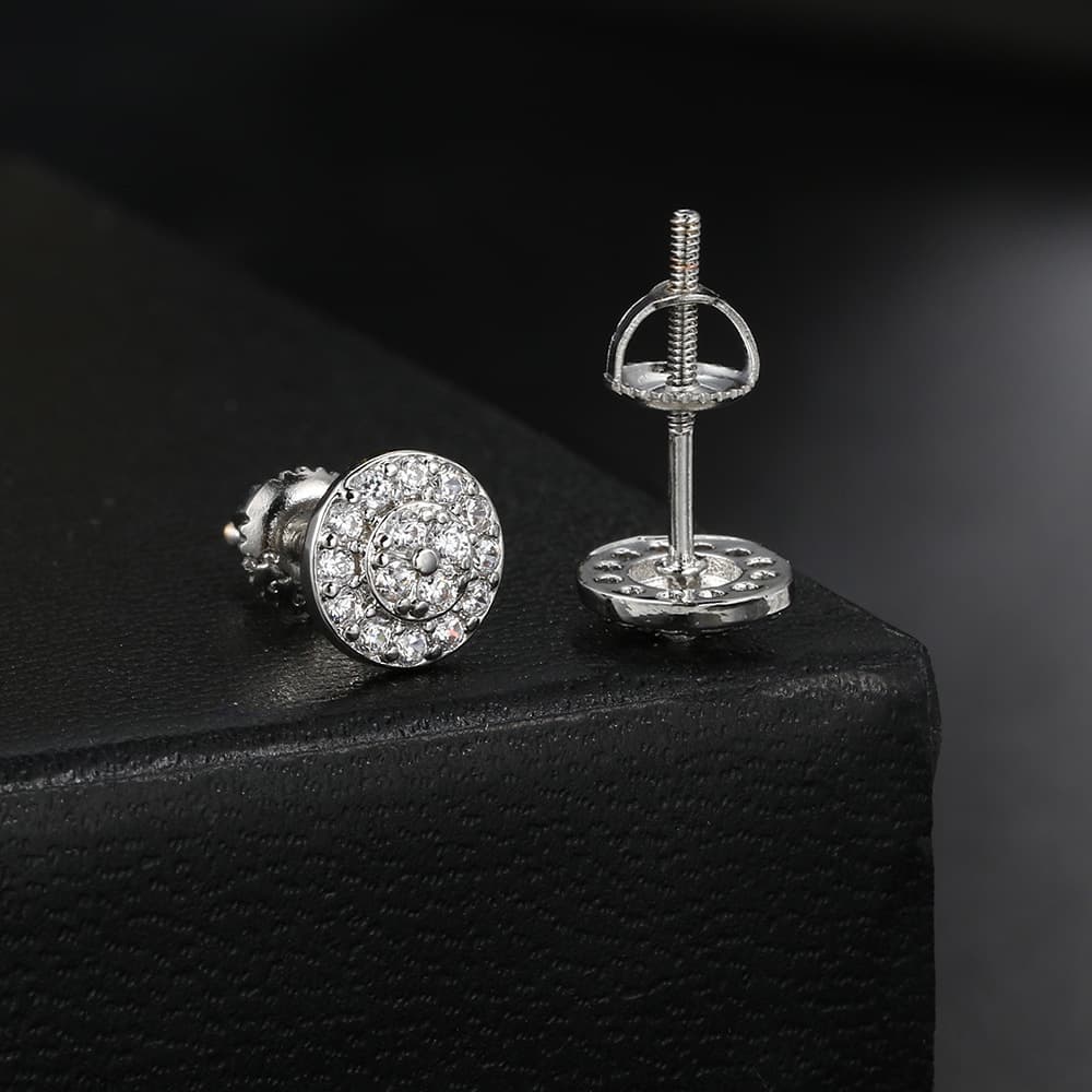 Unisex personality round full diamond earrings for men micro inlaid zircon thread earrings independent station hot hip hop earrings