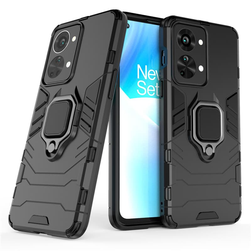 For OnePlus Nord CE 2 2T N10 N20 N100 N200 Lite 5G Hybrid PC + TPU Armor Anti-Drop Case Rotating Ring Stand Holder Cover