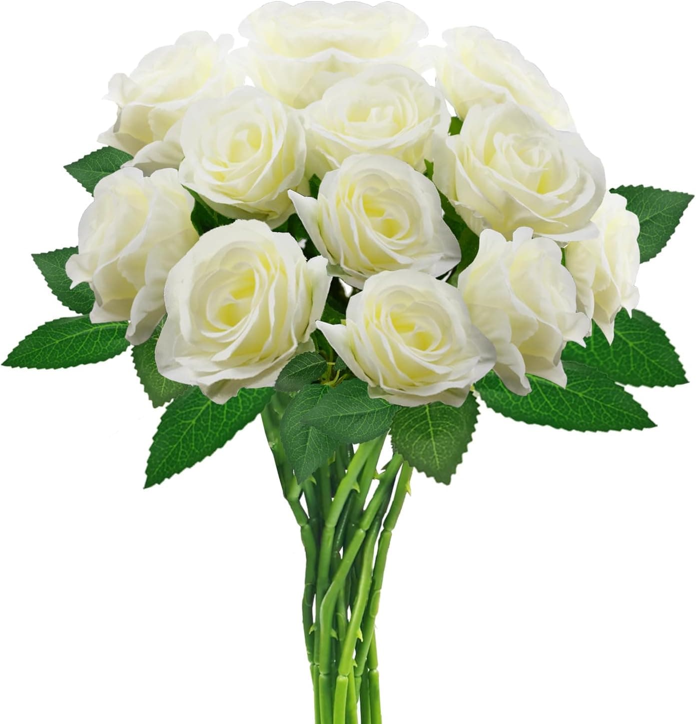 white Long Stem, 12 Pieces Of Simulated Rose Flowers, Artificial Roses | Looseflowers For Home Wedding