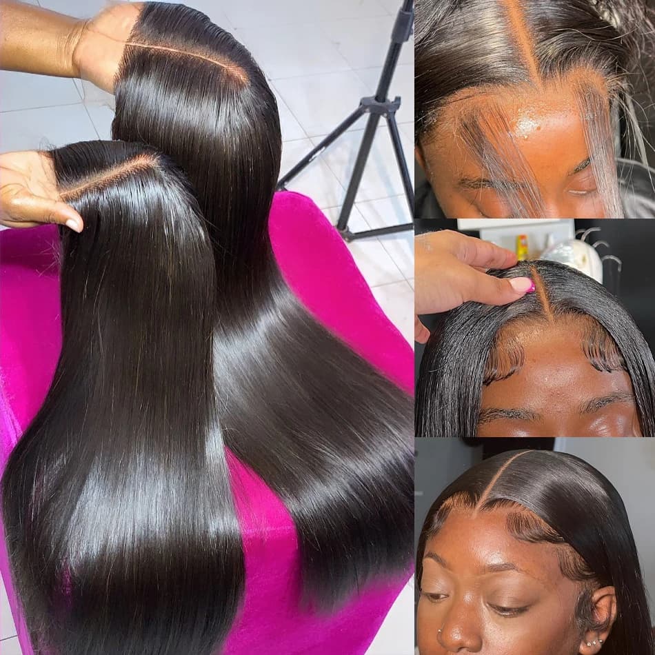 13x6 HD Transparent Lace Front Human Hair Wigs PrePlucked 4x4 Closure Wig 13x4 Brazilian Straight Lace Frontal Wigs For Women