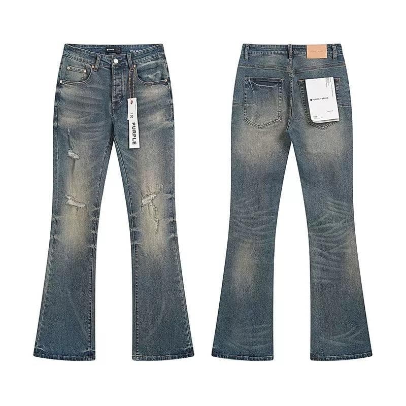 Jeans droits brodés et écussons pour hommes - Denim