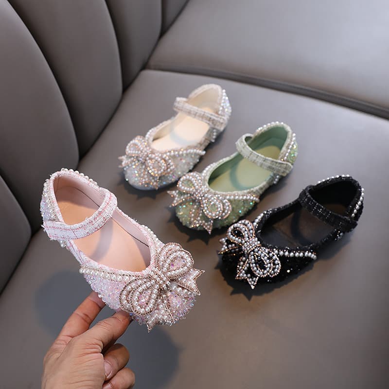 Female Bow Princess Baby Children Students Single Shoe Leather Dance Performance