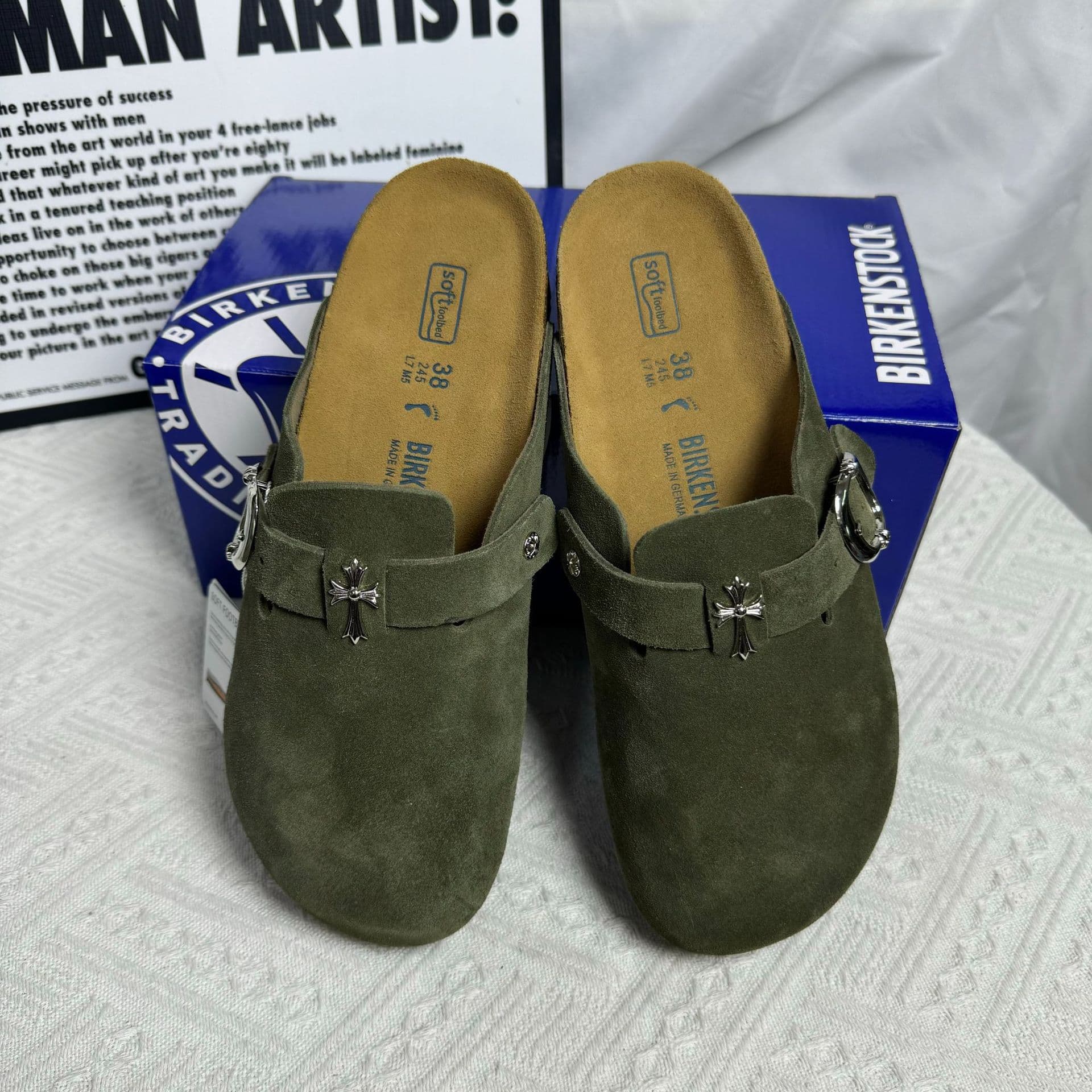 Pantoufles en cuir et liège polyvalentes Baotou Core à fond épais Original Boken Cool pour femmes Vêtements d'extérieur Lazy Half Trak