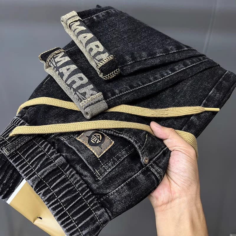 Men's Clothing Autumn and winter elastic casual loose jeans for men with printed hot-selling elastic waist skinny pants versatile harem trousers