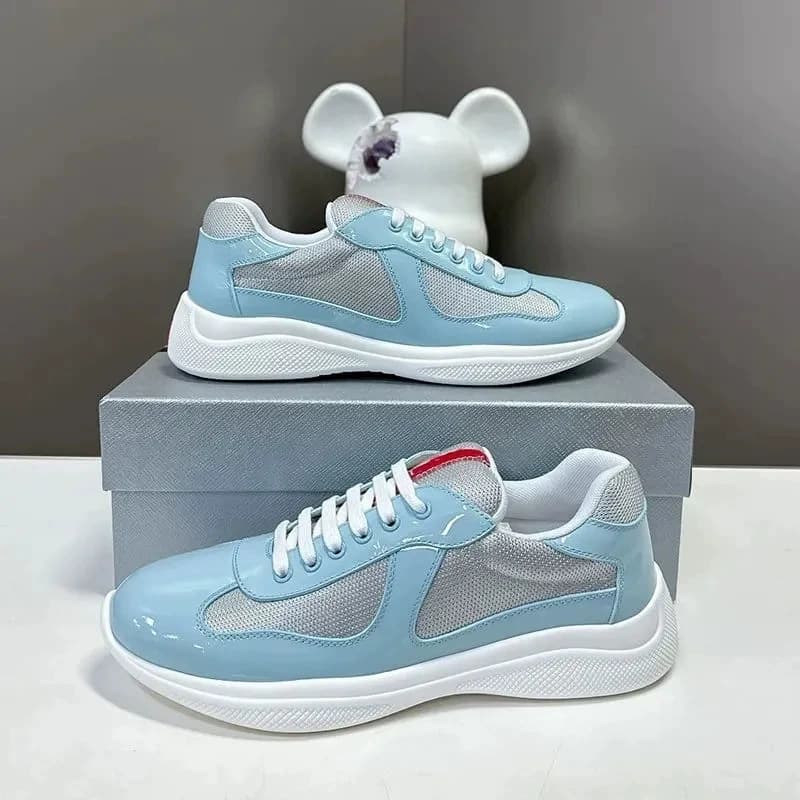 Chaussures de course polyvalentes à tête ronde pour domicile de l'Americas Cup, semelle plate véritable, cuir laqué de haute qualité