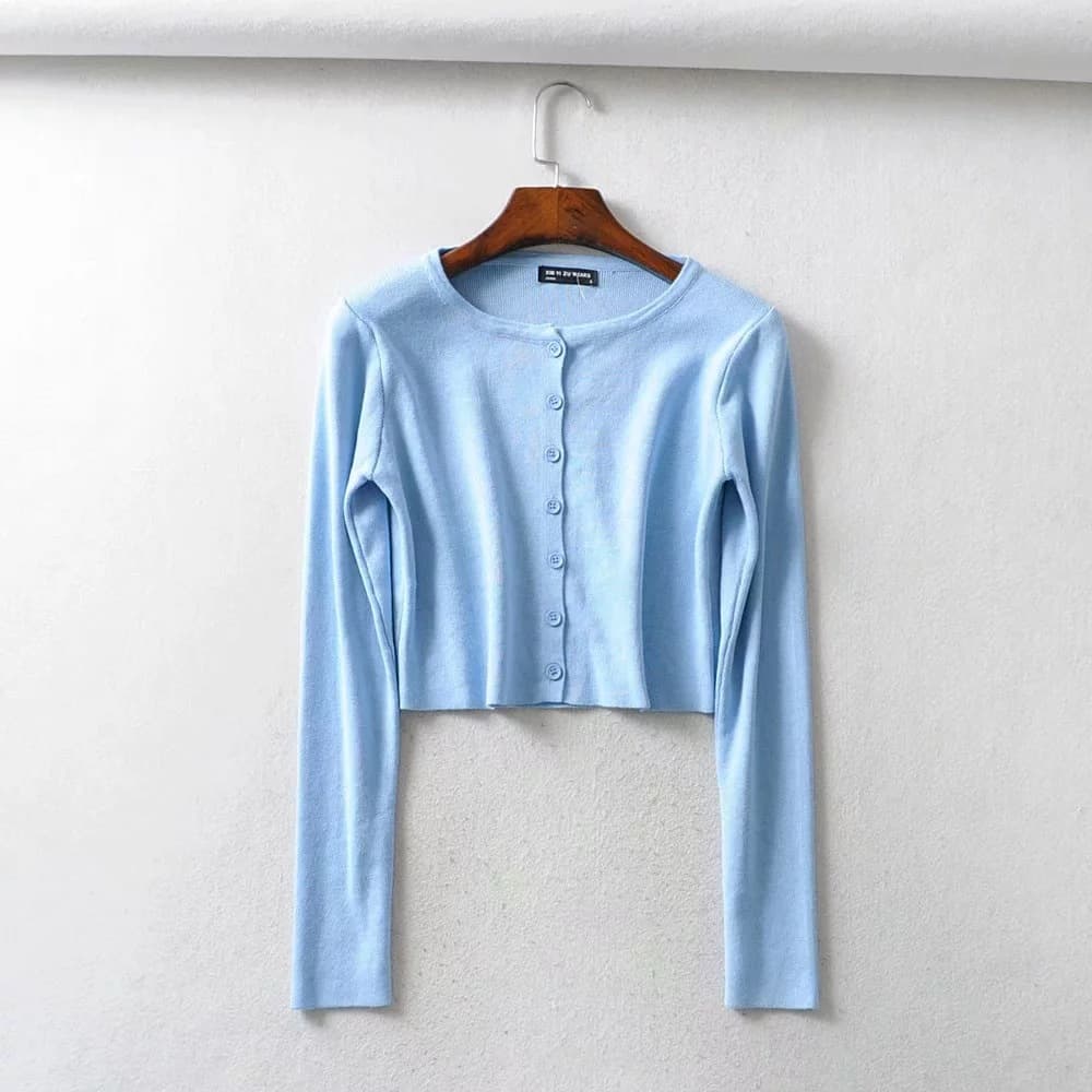 11 Colors Women's Knitted Cardigan 2020 New Hong Kong Style Single-Breasted Long Sleeve Short Thin Sweater Jacket
