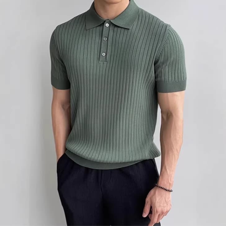 Men's Knit Polo Shirt – Short-Sleeve Casual T-Shirt With Slim Fit & Modern Collar