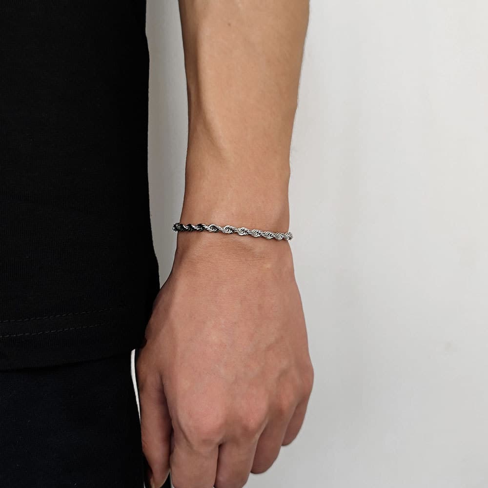 Men's Jewelry Set Fashion Stainless Steel Twist Chain Men's Bracelet Trendy Fashion Gold Button Rope Chain Titanium Steel Bracelet