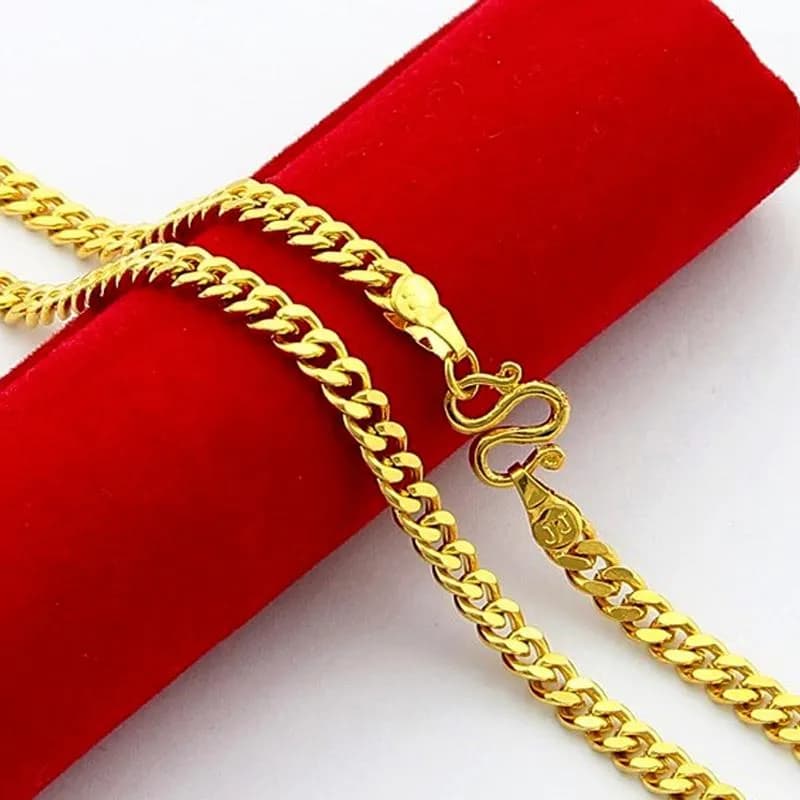 24inches 5mm Plated Gold Color Chain Man Woman Necklaces Jewelry for Men Women Does Not Fade High Quality