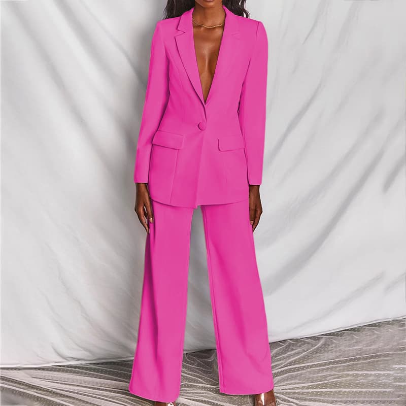 Spot women's fashionable temperament long-sleeved suit straight trousers suit