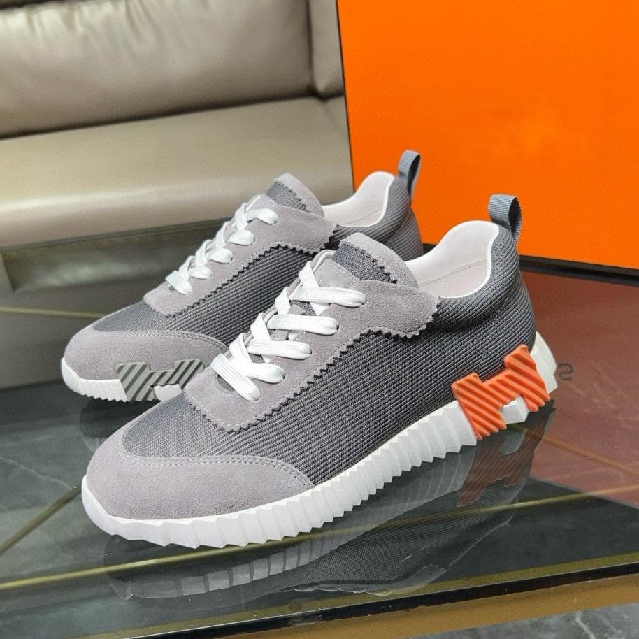 Chaussures de sport décontractées à lacets et bout rond en maille patchwork, baskets tendance et respirantes de marque H pour couple