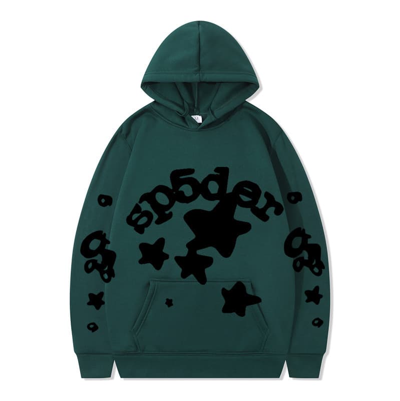 Sweat à capuche unisexe SP5DER imprimé toile d'araignée, marque tendance européenne et américaine, grandes tailles, coupe ample.