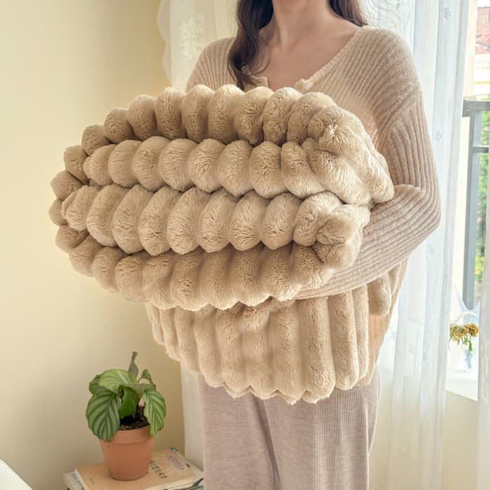 Rabbit Fur Like Blanket Milky Flannel Cover Blanket Thick Nap Blanket Gift Blanket