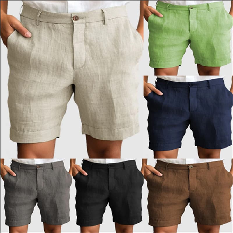 Men's Clothing Summer Breathable Solid Color Outdoor Leisure Zipper Button Shorts